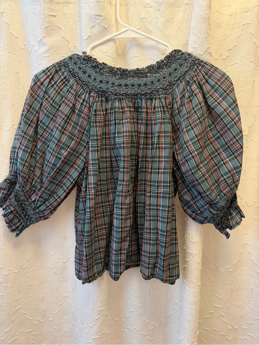 Doen Artemisia Cotton Short Puff Sleeve Babydoll Blouse Top Pond
Promenade Plaid